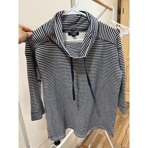 Chaps Sport Women Striped Cowl Neck Pullover Sweatshirt Top Size M